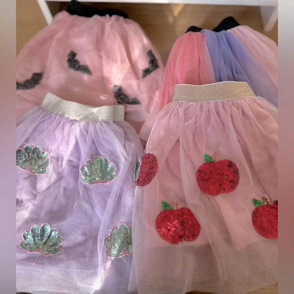 cheeky plum Pink & Lavender Tulle Skirts Set with Sequin Appliqués - Picture 1 of 1